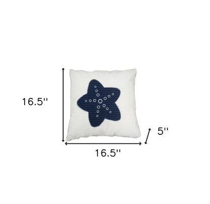 Set Of Two 17" X 17" Blue And White Starfish Throw Pillows