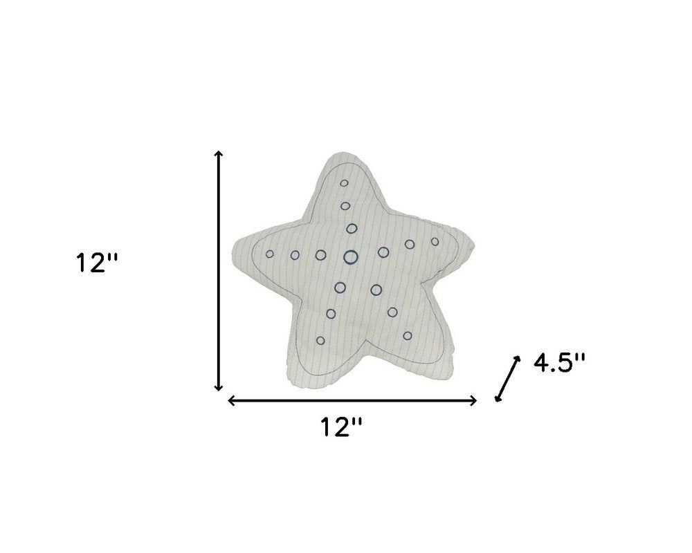 Set of Two 12" White Starfish Coastal Throw Pillows