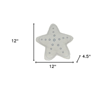 Set of Two 12" White Starfish Coastal Throw Pillows