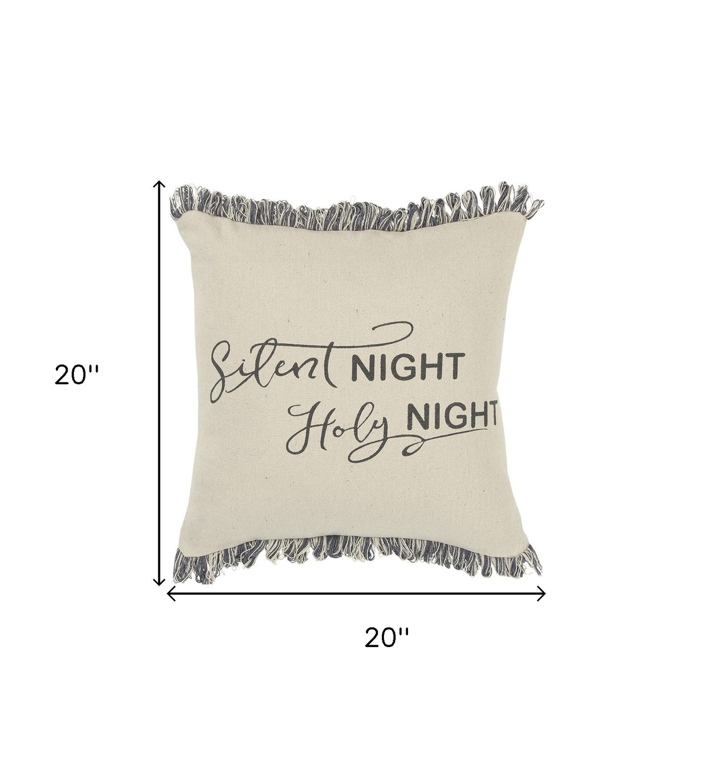 Gray and Cream Canvas Silent Night Decorative Throw Pillow