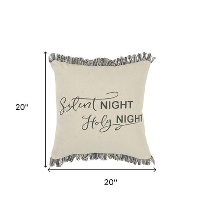 Gray and Cream Canvas Silent Night Decorative Throw Pillow