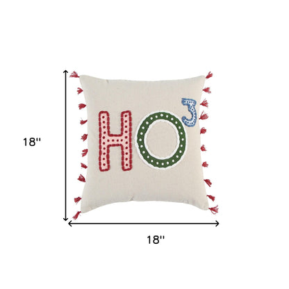 Beige Red Holiday Whimsical Throw Pillow