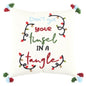 20" Ivory Christmas Cotton Throw Pillow with Embroidery