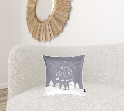 Set of Four Gray and White Christmas Snowflakes Throw Pillow