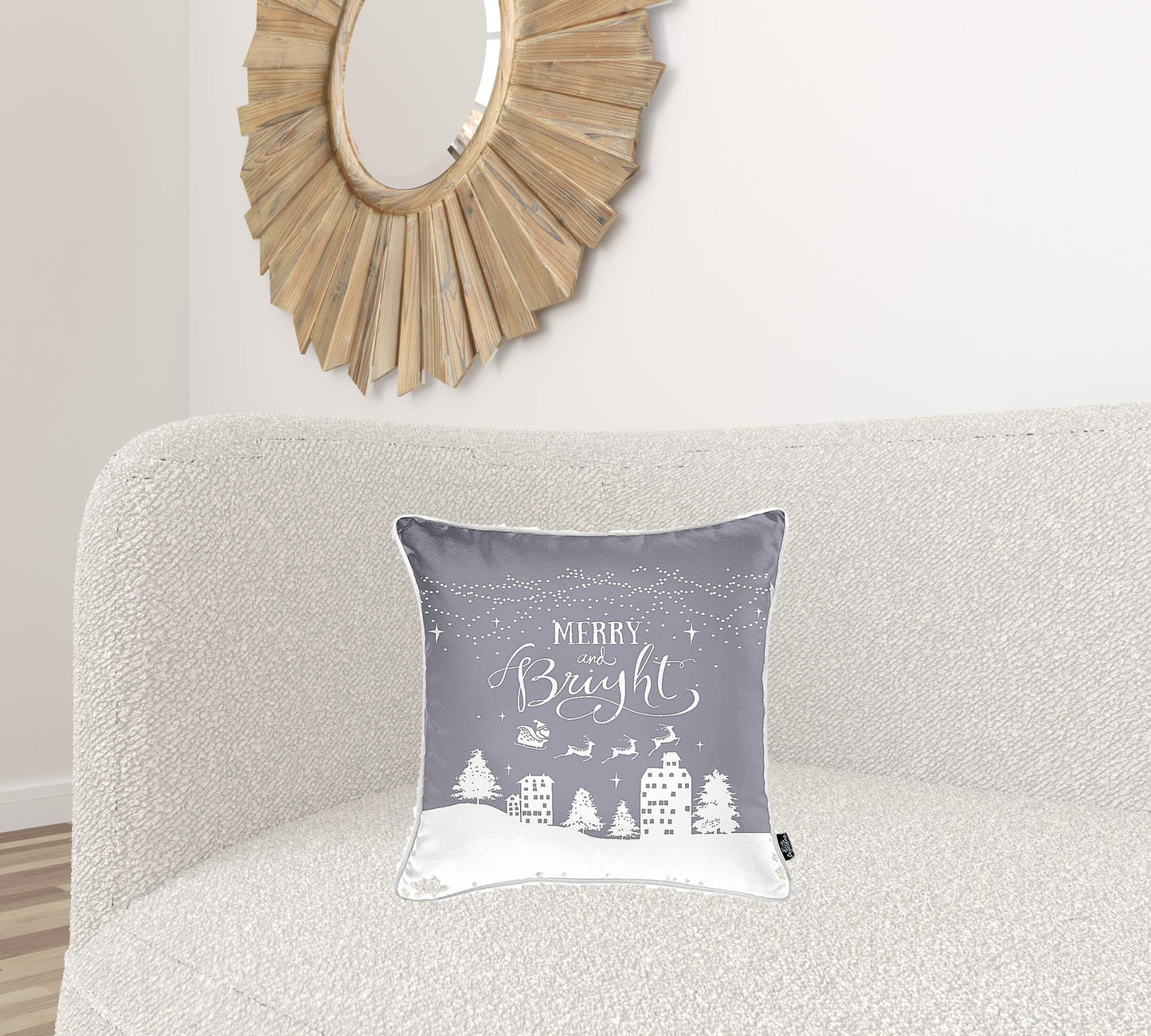 Set Of Four 18" X 18" Grey Zippered Polyester Christmas Snowflakes Throw Pillow Cover