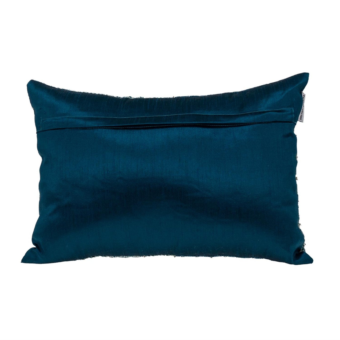 Blue and Aqua Beaded Embroidered Decorative Throw Pillow