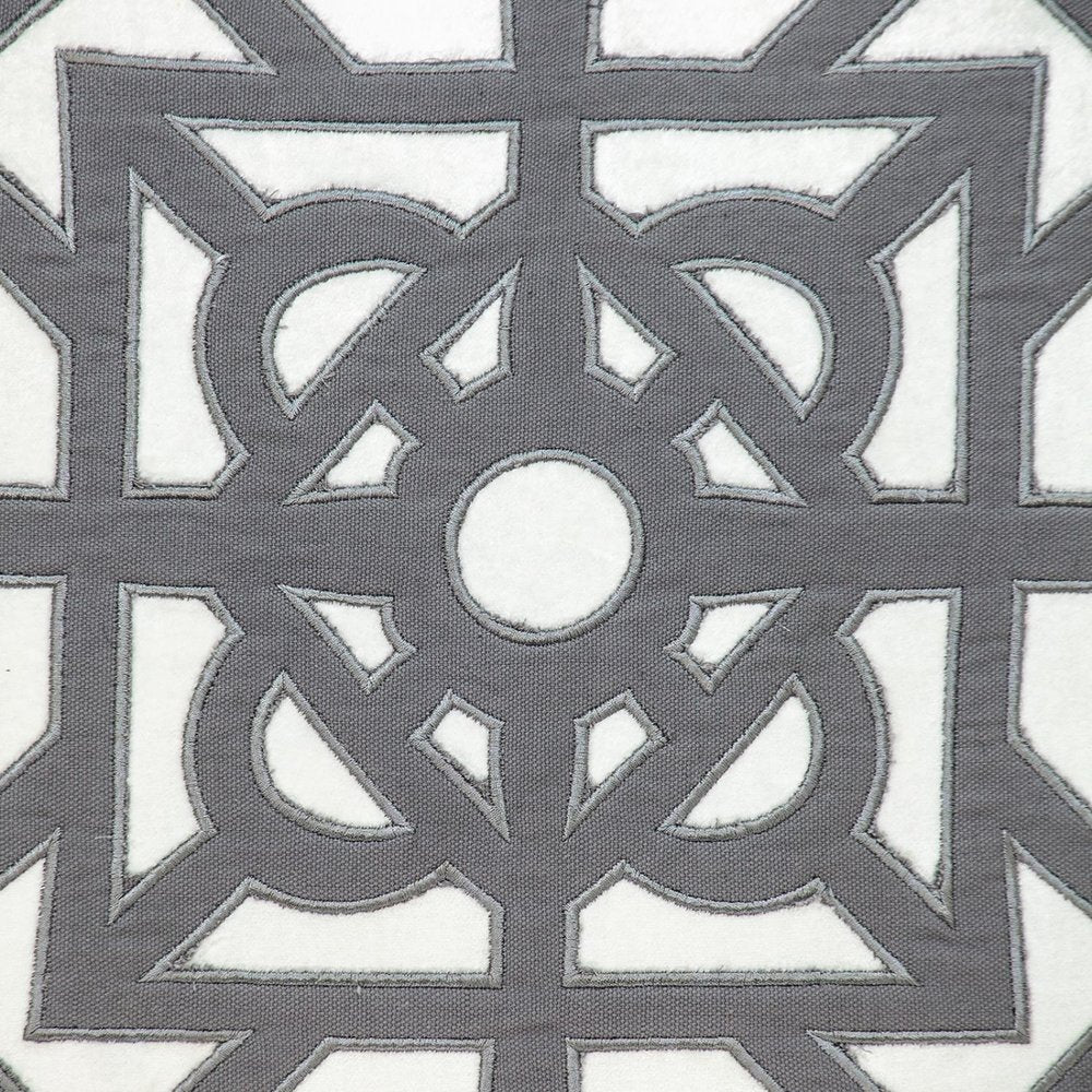 18" Gray And White Abstract Geometric Velvet Throw Pillow