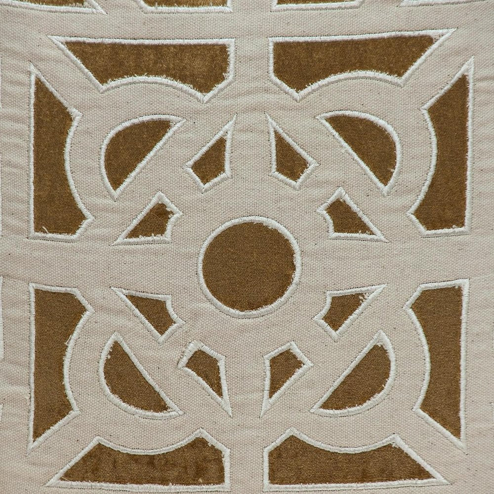 18" Gold And Ivory Geometric Velvet Throw Pillow