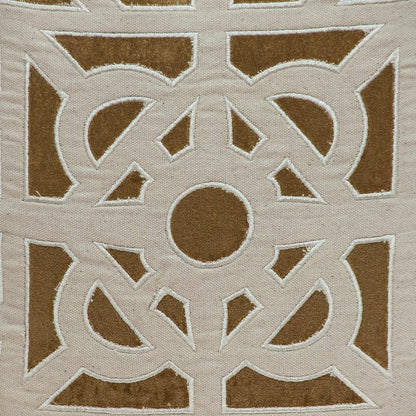 18" Gold And Ivory Geometric Velvet Throw Pillow