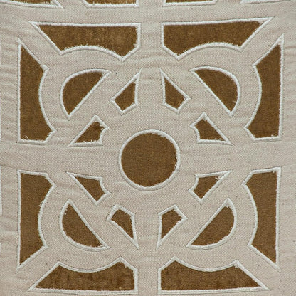 18" Gold And Ivory Geometric Velvet Throw Pillow