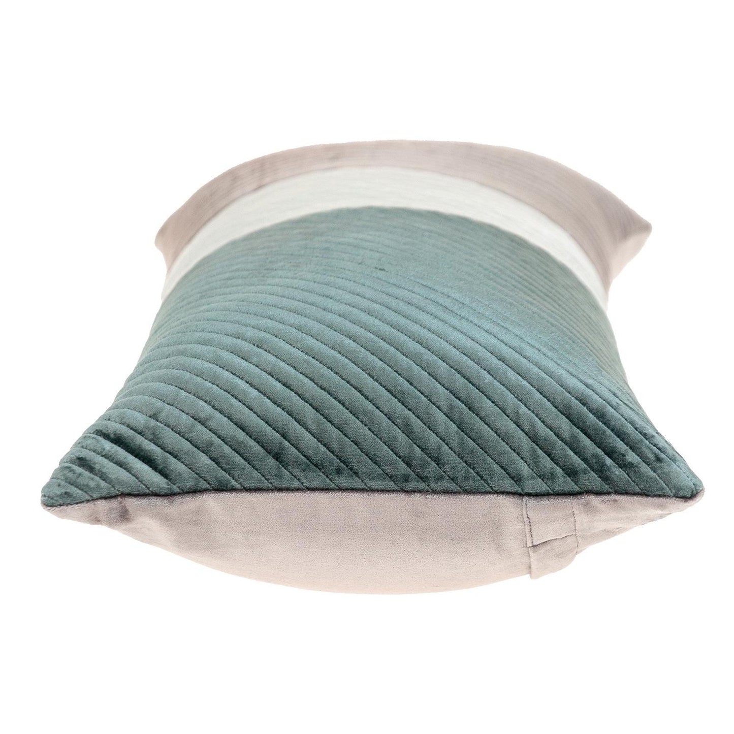 12" X 24" Green Striped Velvet Throw Pillow