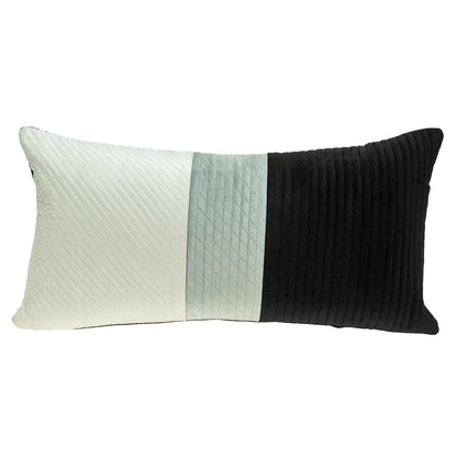 12" X 24" Black and White Striped Velvet Throw Pillow