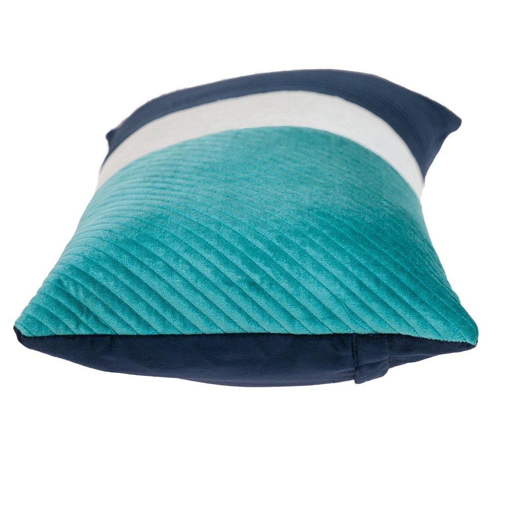 12" X 24" Navy Blue Striped Velvet Throw Pillow