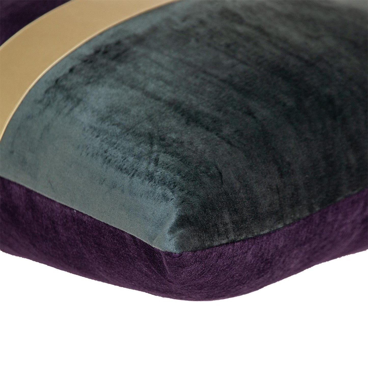 Dark Grey Gold and  Purple Tufted Velvet Square Pillow