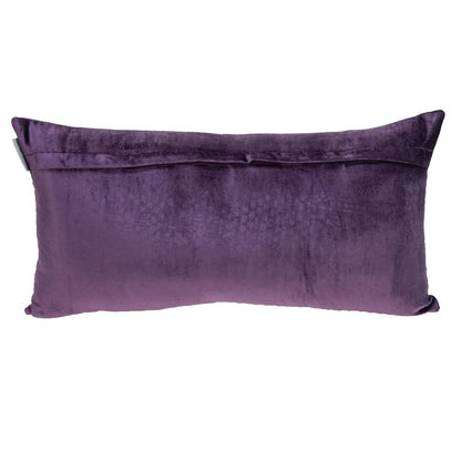 12" X 24" Dark Gray And Purple Color Block Velvet Lumbar Throw Pillow