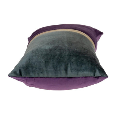 12" X 24" Dark Gray And Purple Color Block Velvet Lumbar Throw Pillow