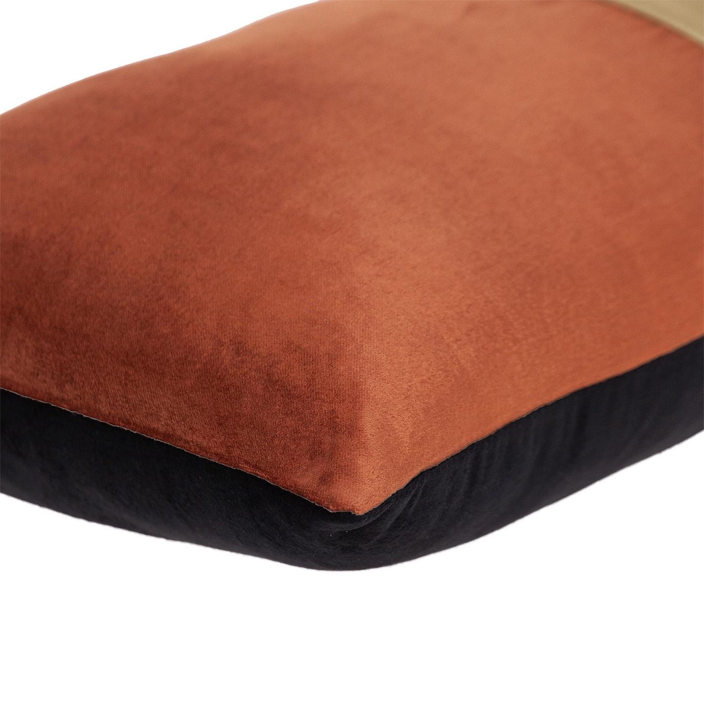 Brown Gold and Black Tufted Velvet Lumbar Pillow