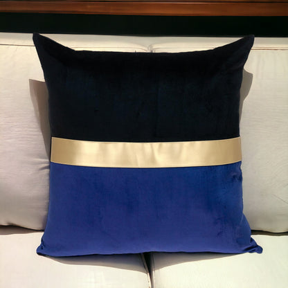 Black Gold and Blue Tufted Velvet Square Pillow