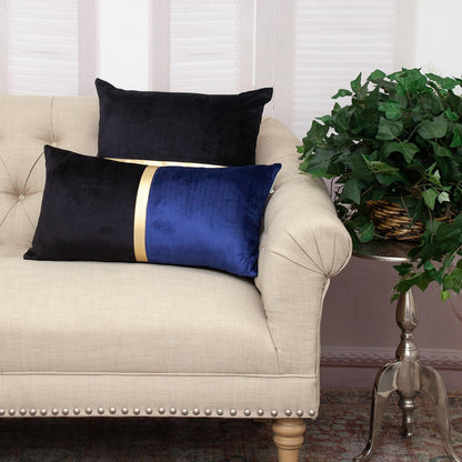 Black Gold and Blue Tufted Velvet Square Pillow