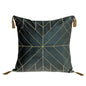 Charcoal and Gold Geo Velvet Throw Pillow with Gold Tassels