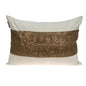 Glam Beige with Golden Sequins Lumbar Throw Pillow