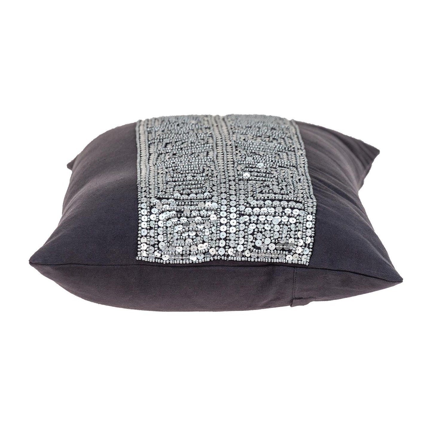 Glam Gray with Silver Sequins Lumbar Throw Pillow