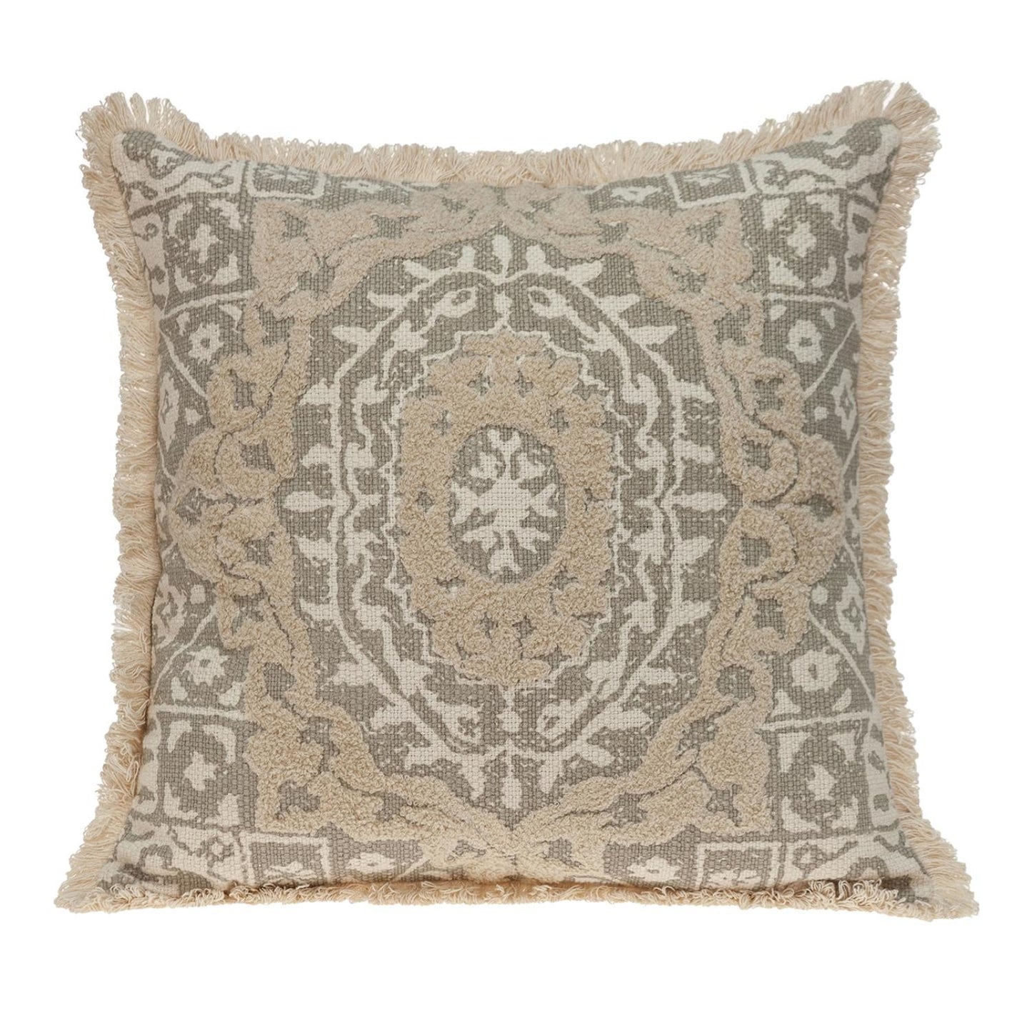 Boho Garland Beige and Khaki Decorative Accent Pillow