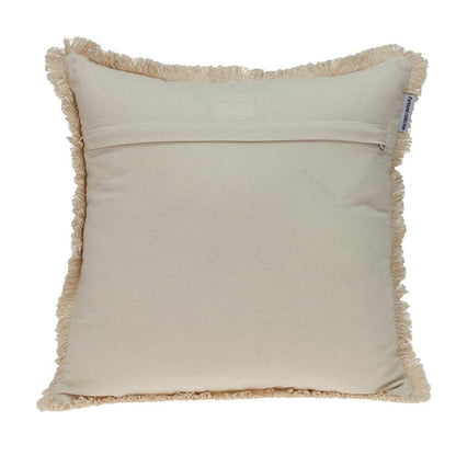 18" Beige And Black Medallion Cotton Blend Throw Pillow