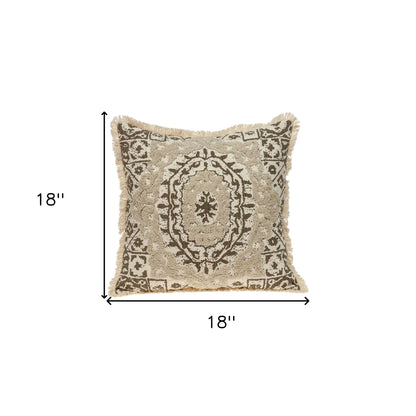 Boho Garland Beige and Brown Decorative Accent Pillow