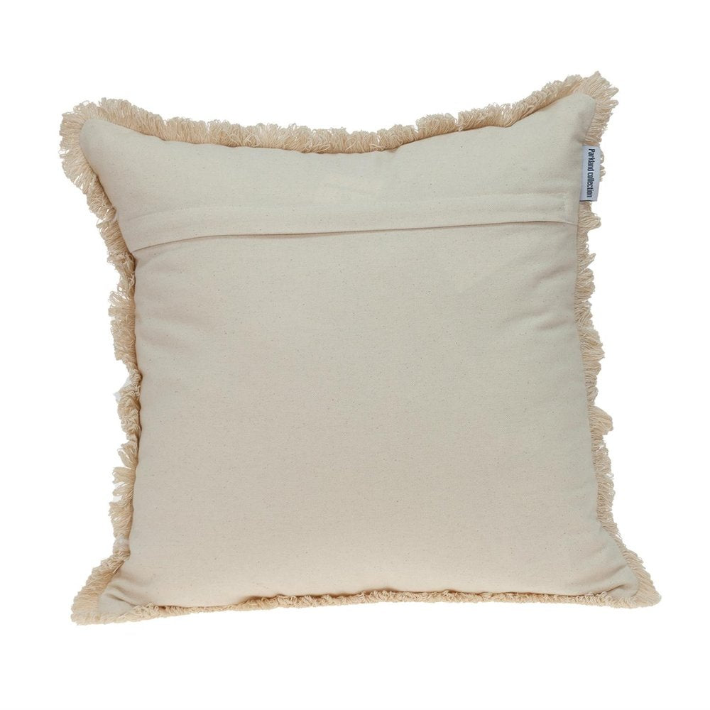 18" Beige And Gray Medallion Cotton Blend Throw Pillow