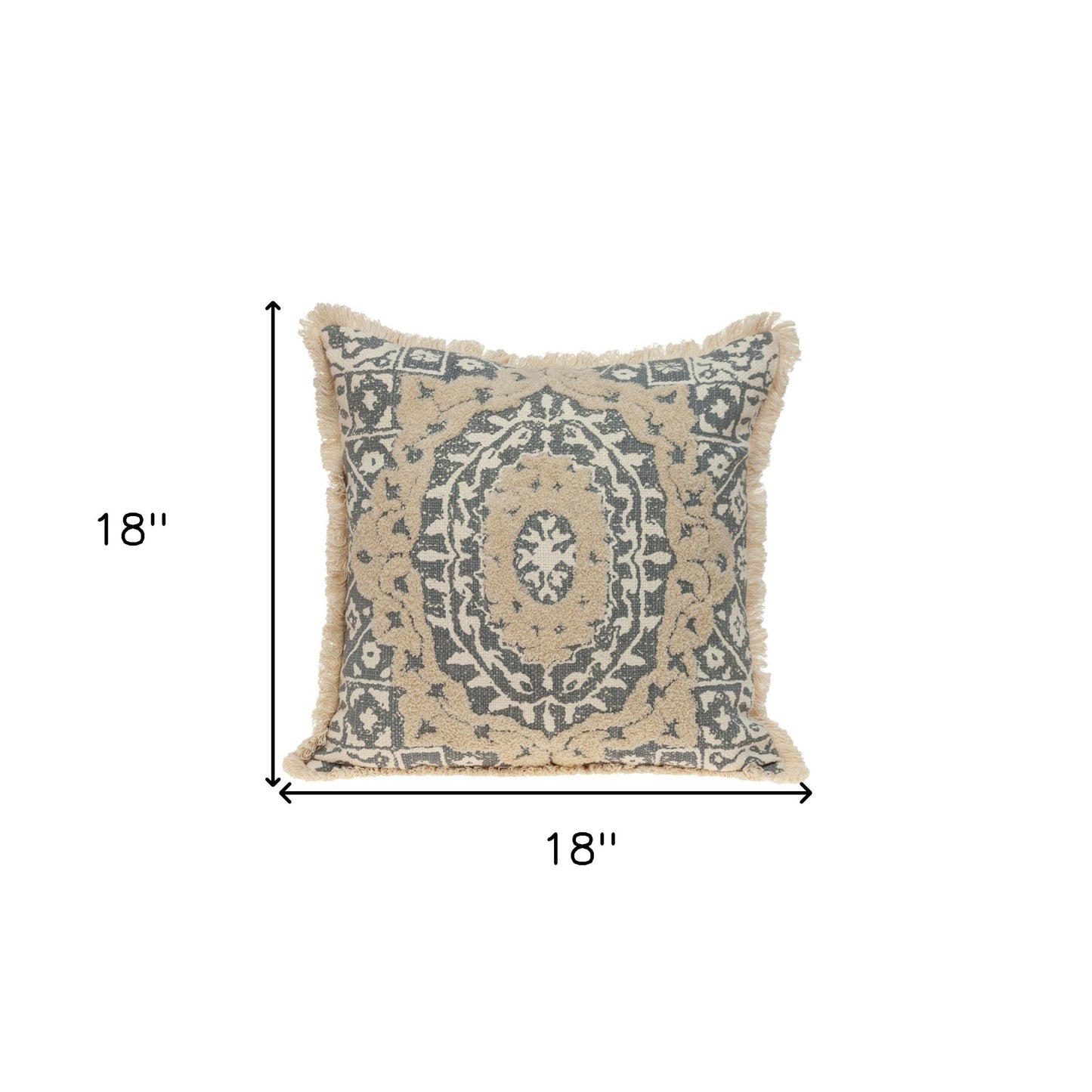 Boho Garland Beige and Gray Decorative Accent Pillow