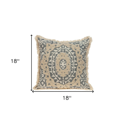 Boho Garland Beige and Gray Decorative Accent Pillow