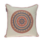 18" X 18" Beige and Blue Abstract Indoor Outdoor Throw Pillow