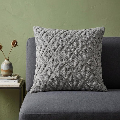 Jacquard Diamond Pattern Decorative Gray Throw Pillow