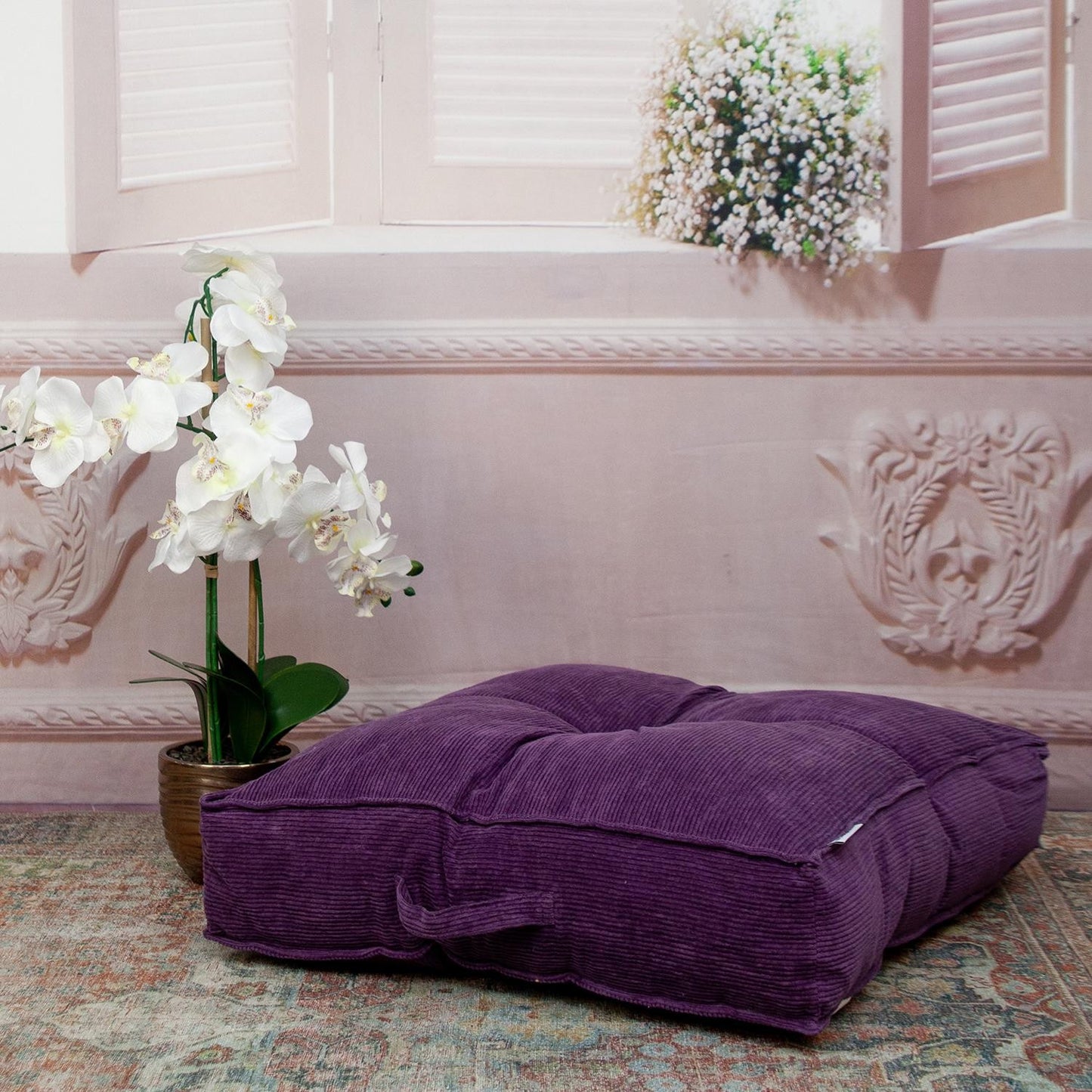 Corduroy Styled Purple Tufted Floor Pillow