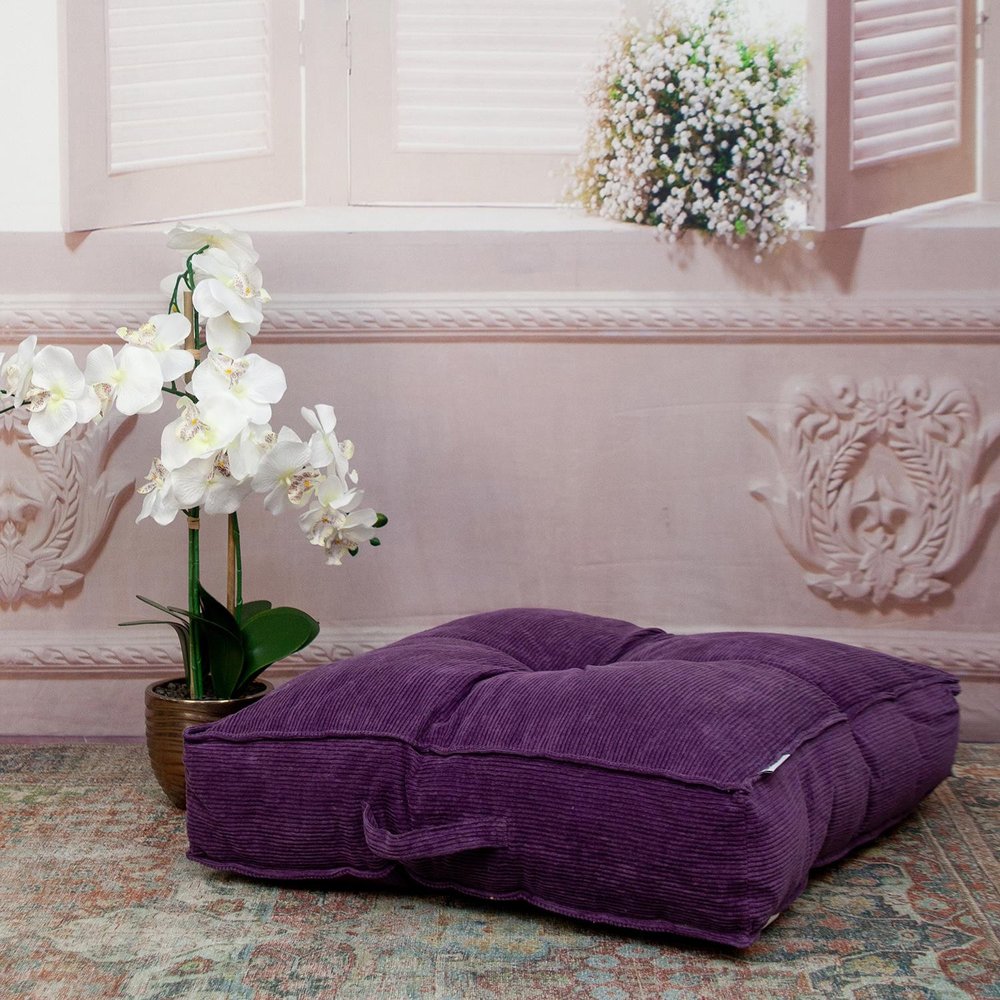 Corduroy Styled Purple Tufted Floor Pillow