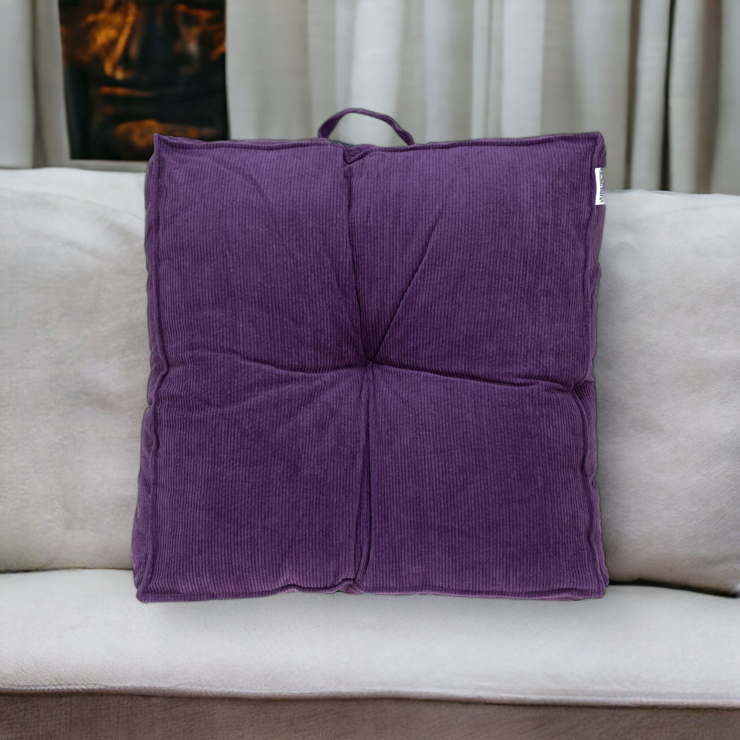 Corduroy Styled Purple Tufted Floor Pillow