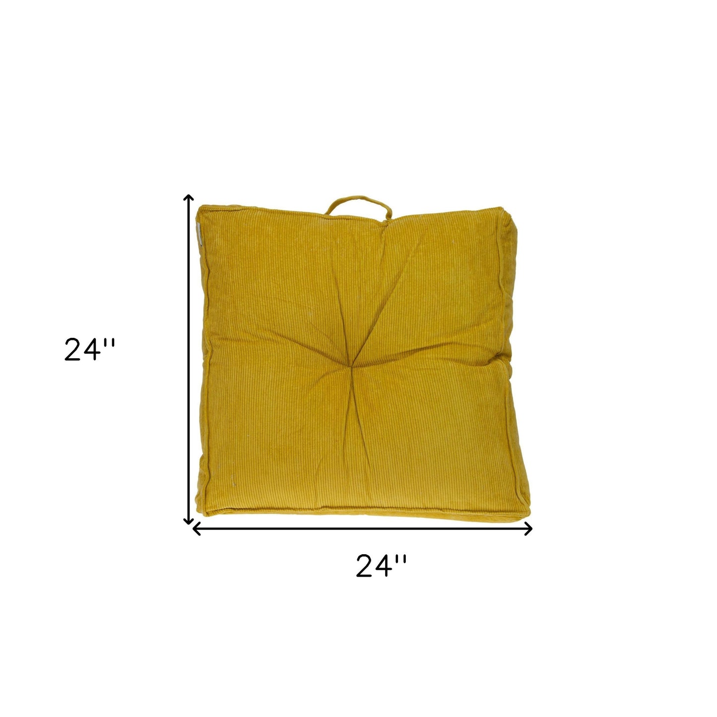 Corduroy Styled Yellow Tufted Floor Pillow