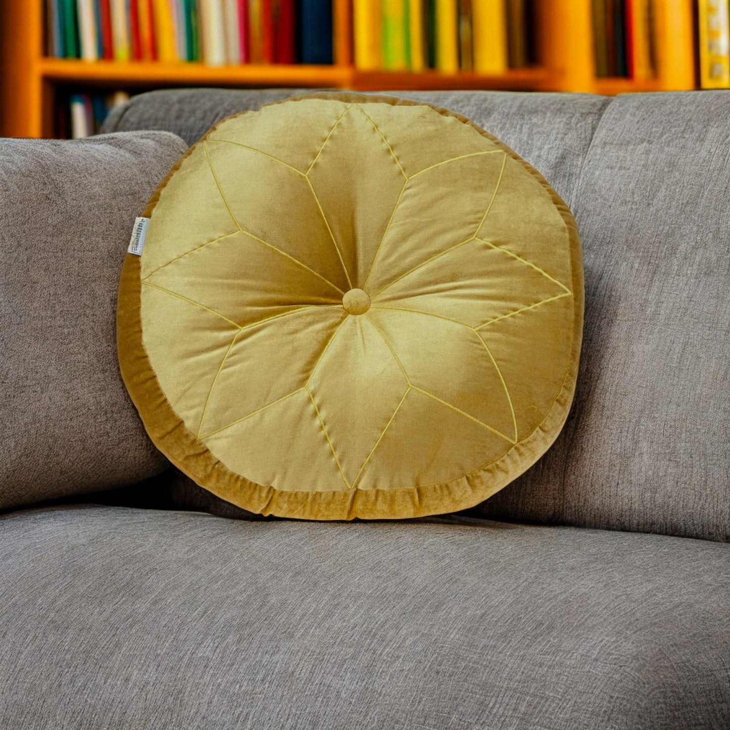 20" X 20" Yellow Round Velvet Throw Pillow