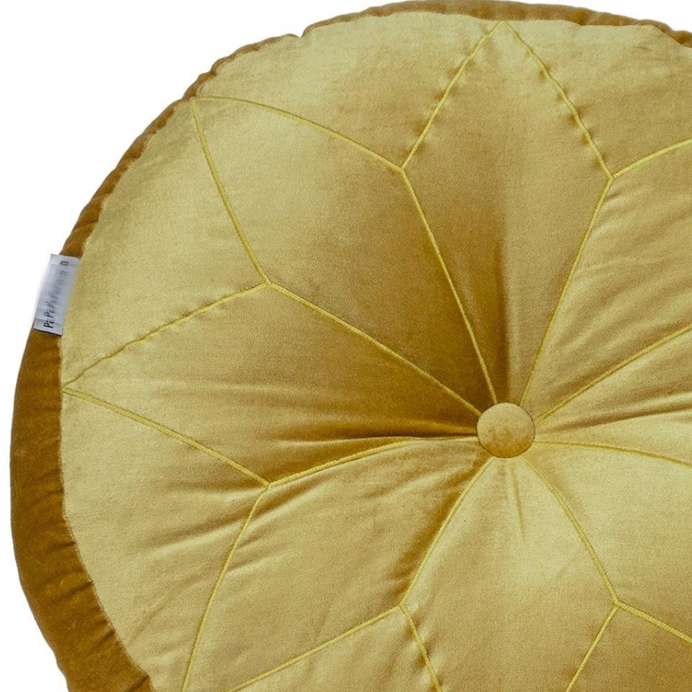 20" X 20" Yellow Round Velvet Throw Pillow