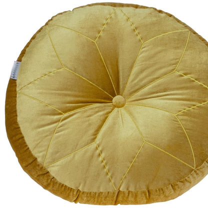 20" X 20" Yellow Round Velvet Throw Pillow