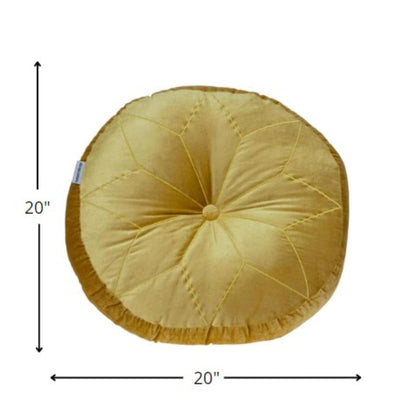 20" X 20" Yellow Round Velvet Throw Pillow