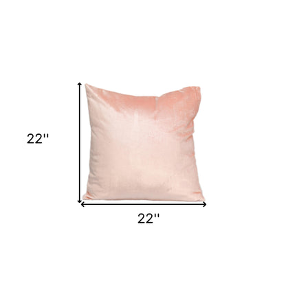 22" Pink Cotton Blend Throw Pillow