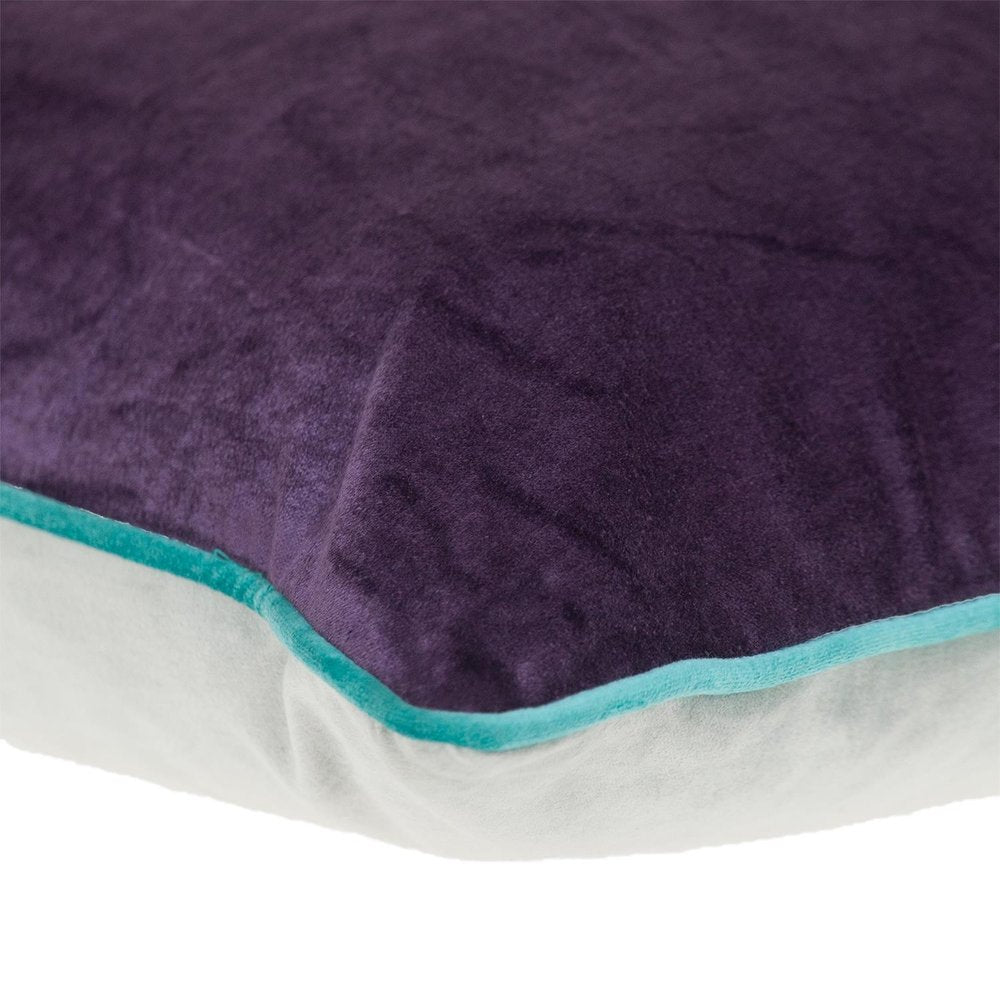 20" Purple And White Velvet Throw Pillow