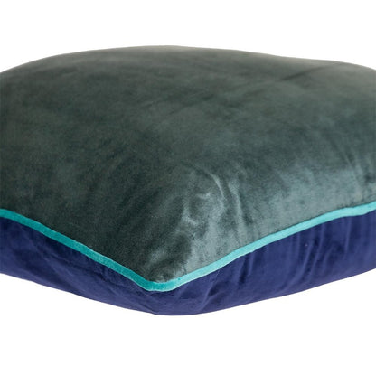 20" Gray And Navy Blue Velvet Throw Pillow