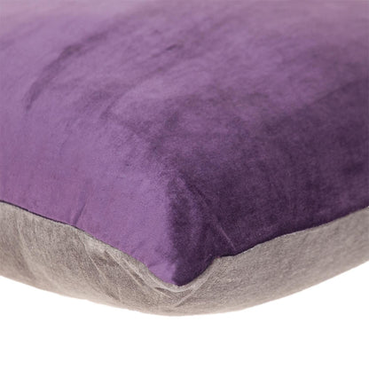 Purple and Dark Gray Dual Solid Color Reversible Throw Pillow