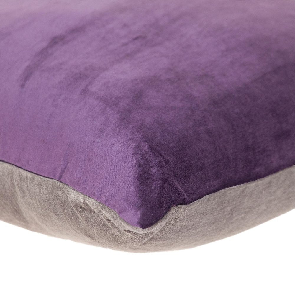 20" Purple And Dark Gray Cotton Blend Throw Pillow