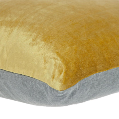 Yellow and Gray Dual Solid Color Reversible Throw Pillow