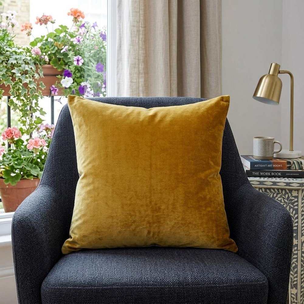 Yellow and Gray Dual Solid Color Reversible Throw Pillow