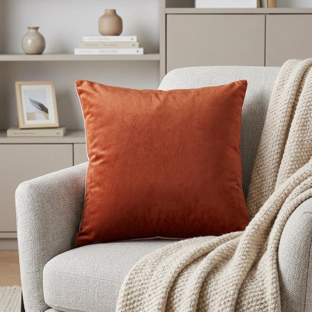 Brown and Pink Dual Solid Color Reversible Throw Pillow